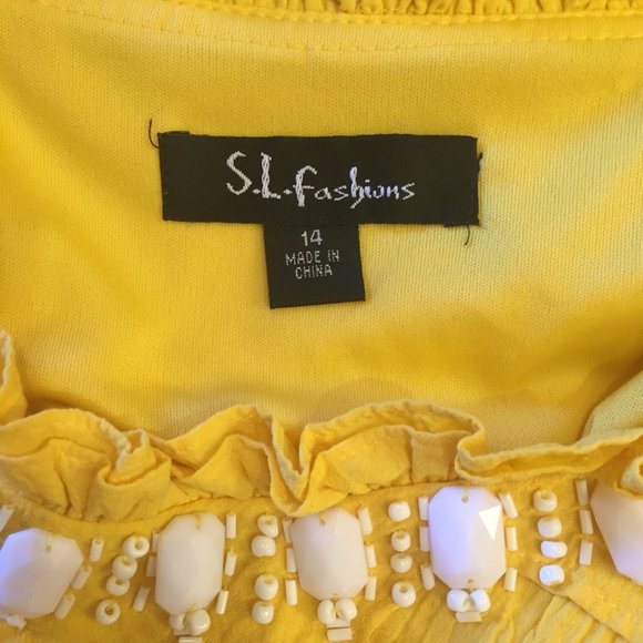 SL Fashions Sleeveless Tiered Beaded Dress Size 14 - Picture 6 of 6